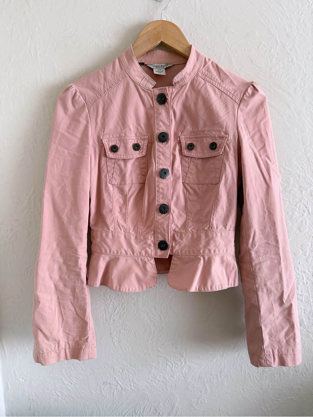 Y2K Guess Pink Button-Front Cropped Jacket - Picture 2 of 6